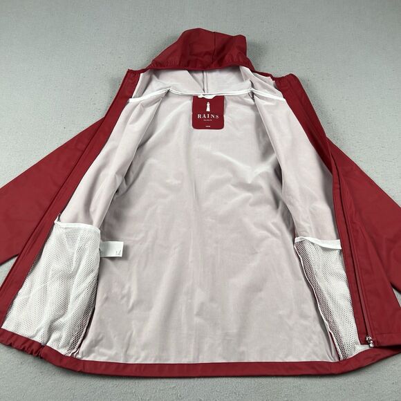 Rains Base Jacket Men’s XXS/XS Red Full Zip Hooded Long Sleeve Waterproof - Picture 10 of 16